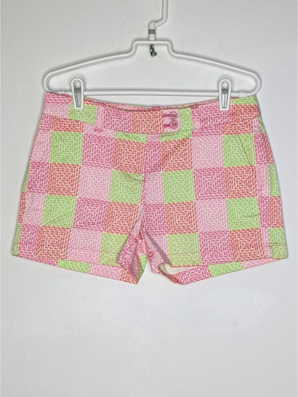 Vineyard Vines Pink Green Orange Square Whale Cotton Blend Shorts 4
